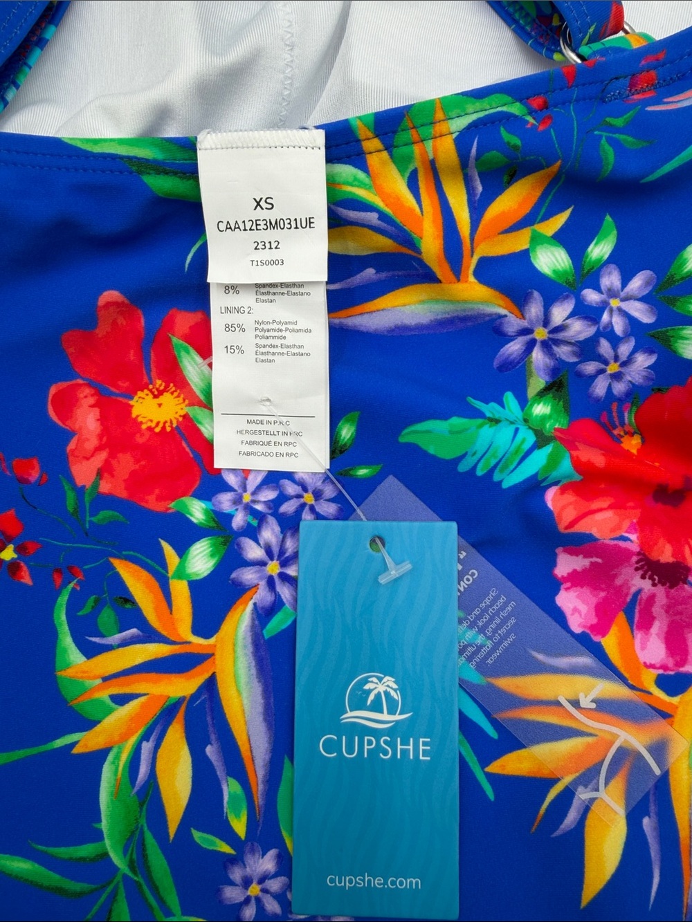 CUPSHE Twilight Garden Tummy Control Cross Back One-Piece Swimsuit Bathing Suit - Picture 8 of 10